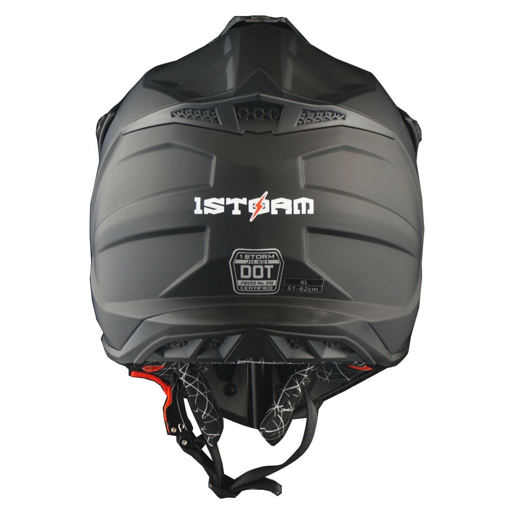 1Storm Adult Motocross Helmet ATV Dirt Bike BMX MX Downhill Mountain Helmet Track Style JH601; Matt Black