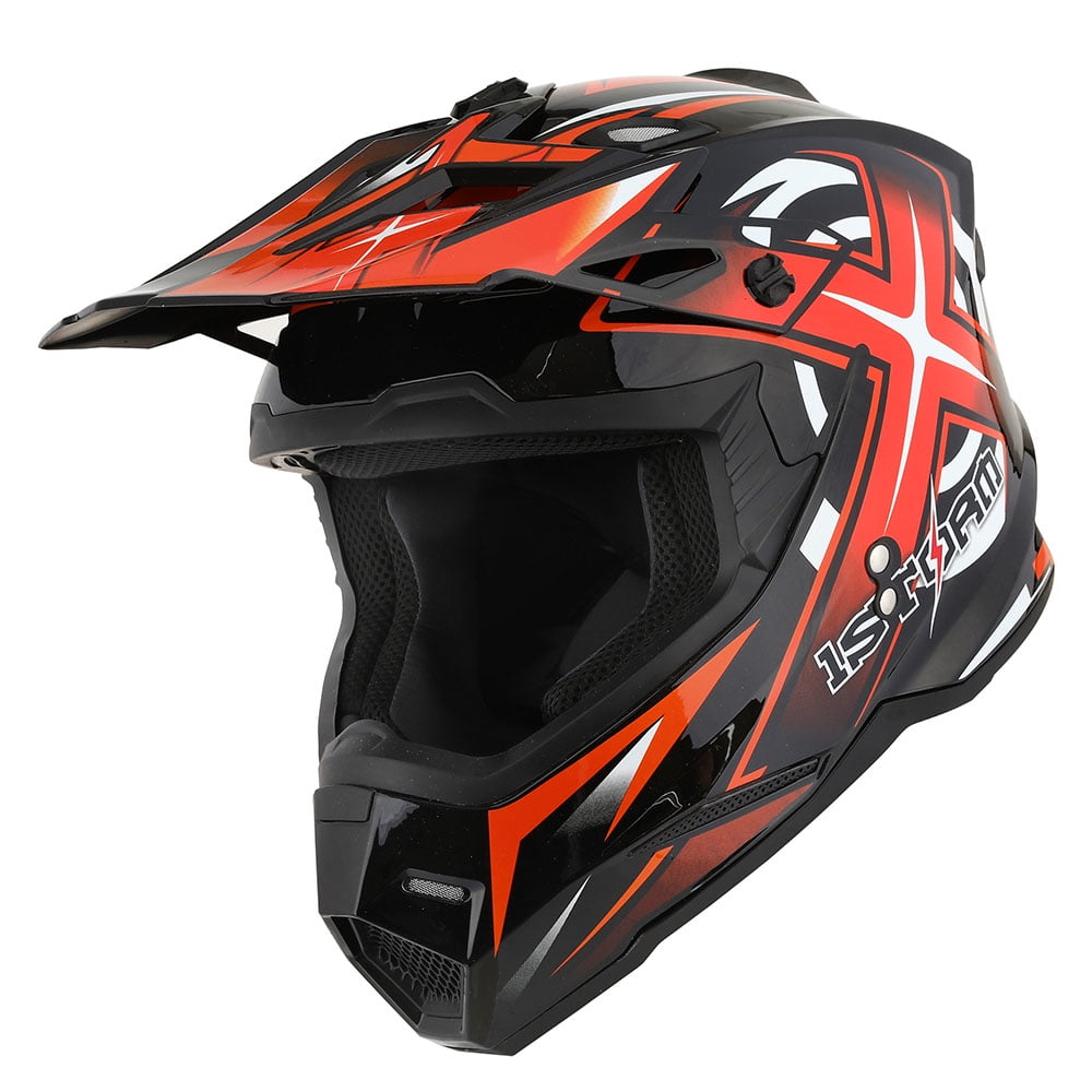 1Storm Adult Motocross Helmet BMX MX ATV Dirt Bike Helmet Racing Style HF801; Sonic Red