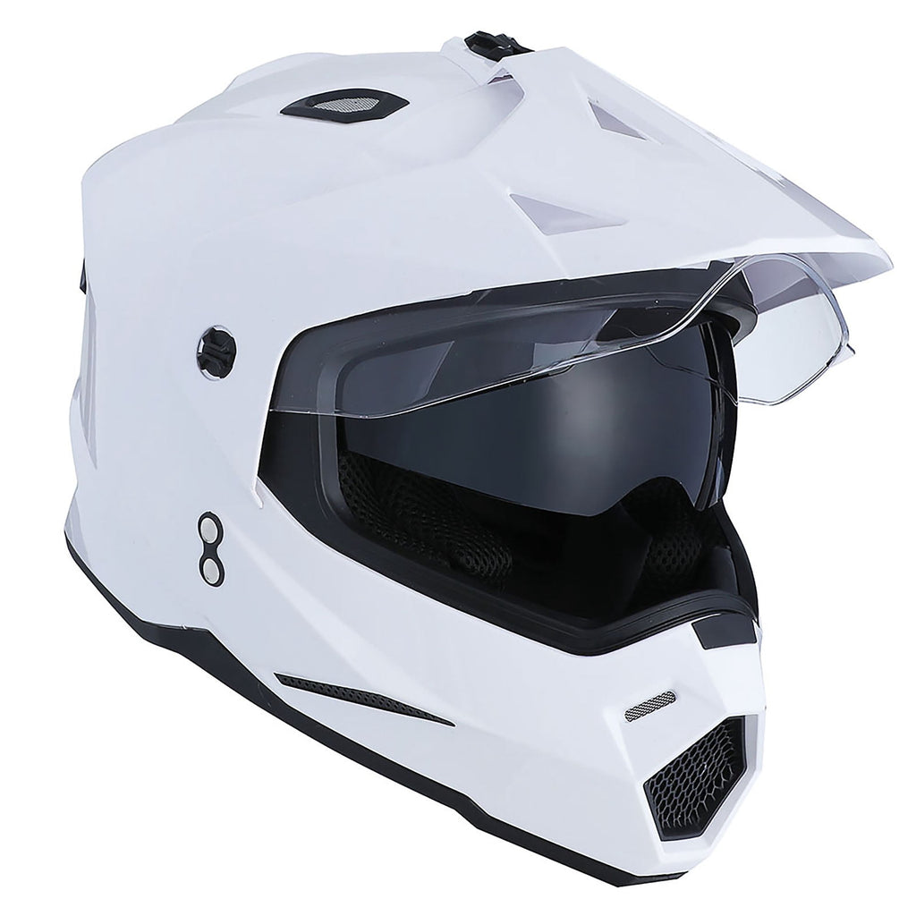 1Storm Dual Sport Motorcycle Motocross Off Road Full Face Helmet HF802 Dual Visor Storm Force Black