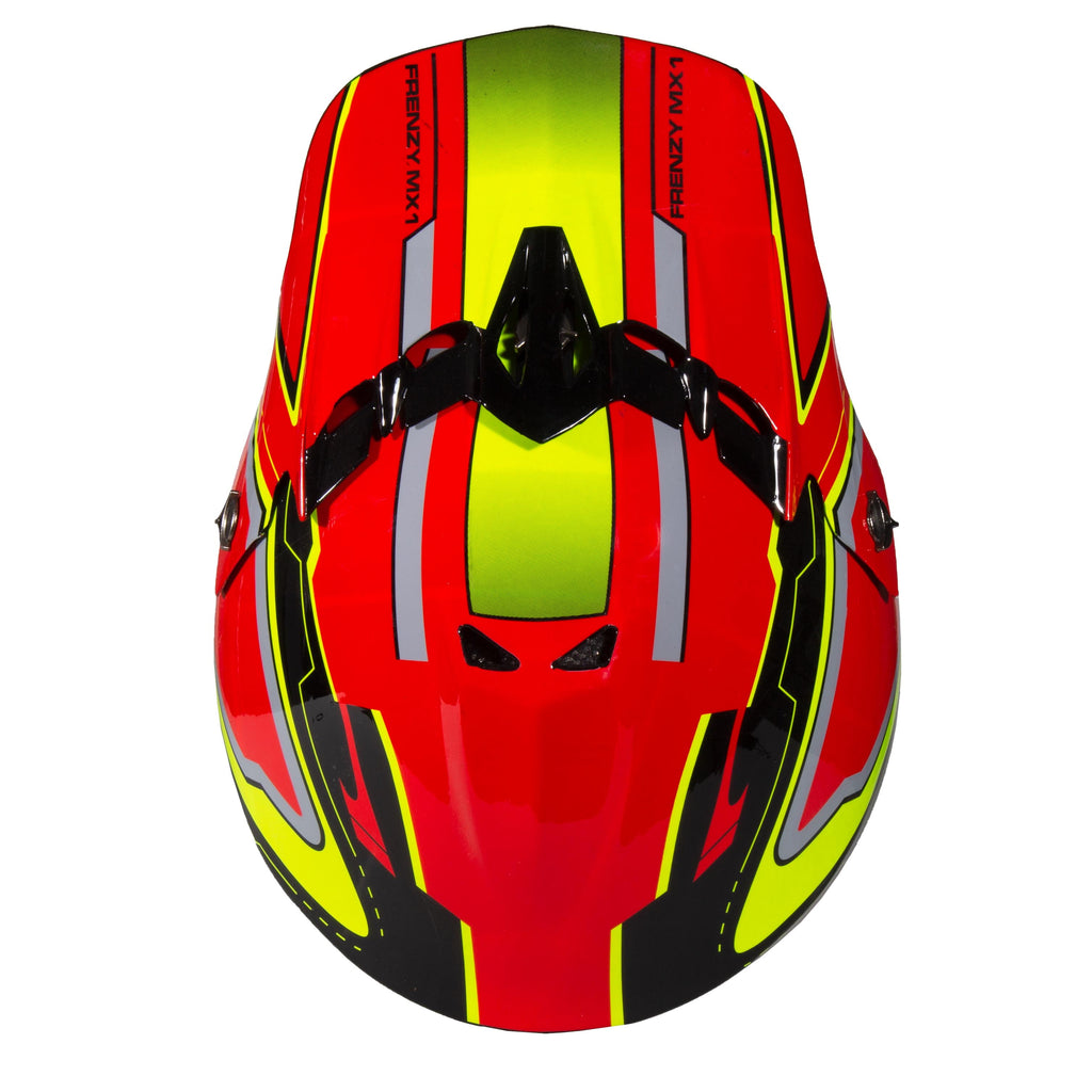 Youth Frenzy Off Road MX Helmet DOT Approved Color: Red and Yellow, Size: Youth Medium