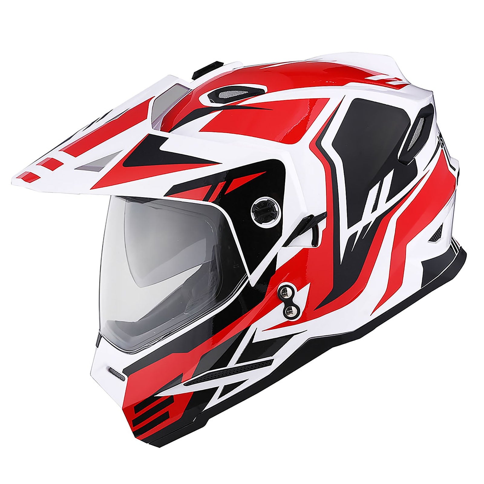 1Storm Dual Sport Motorcycle Motocross Off Road Full Face Helmet Dual Visor HF802 Matt Black + Motorcycle Bluetooth Headset