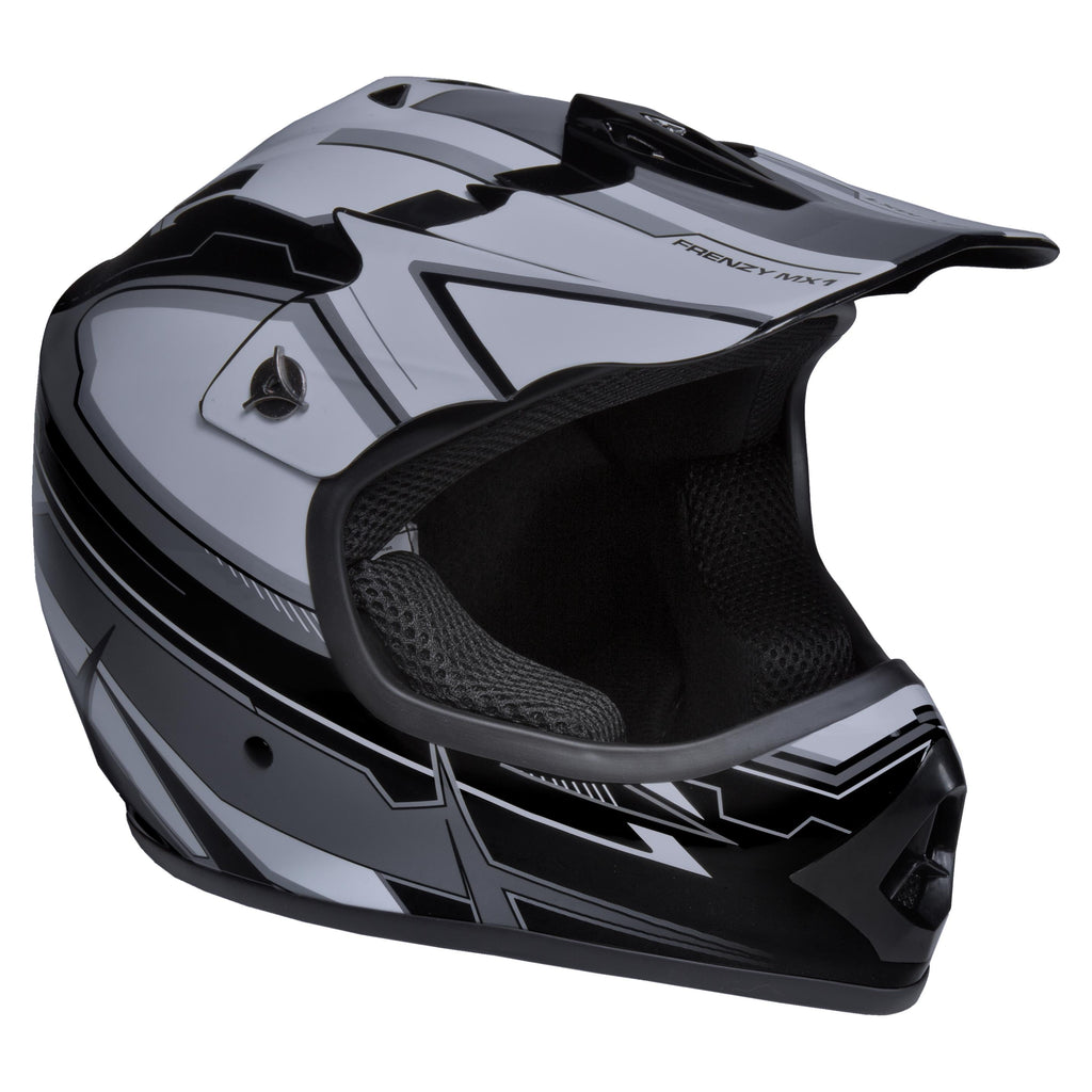 Youth Frenzy MX Off-Road Helmet, Black/Grey, Youth Medium